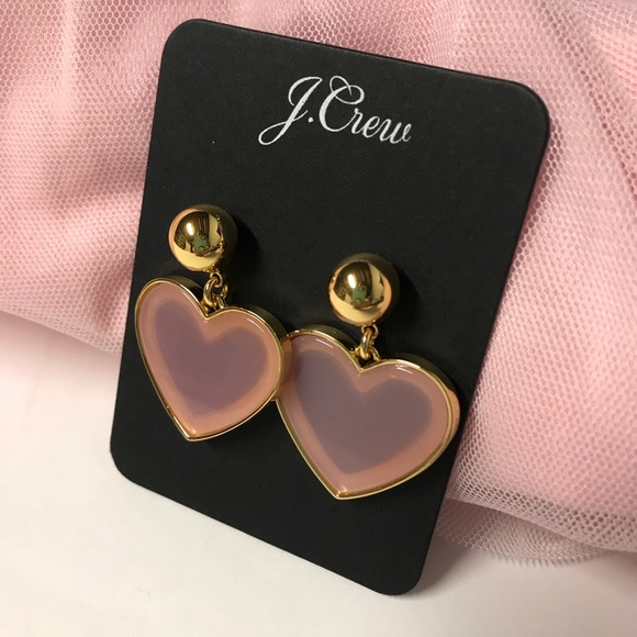 J. Crew pink heart earrings NWT drop earrings